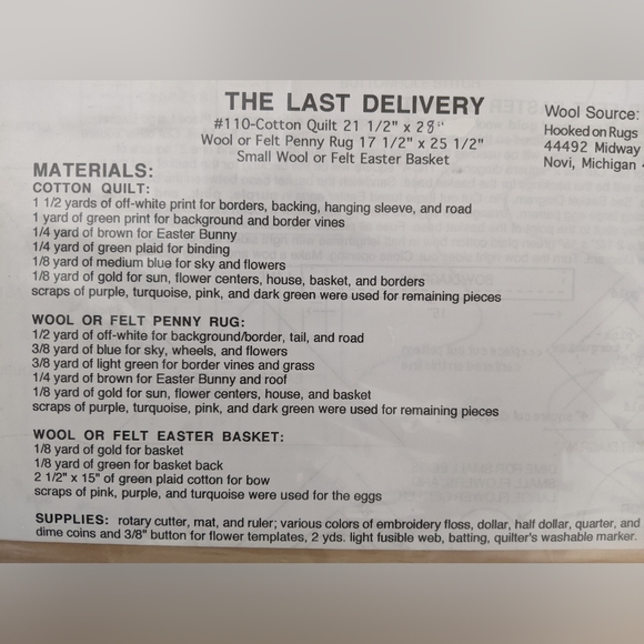 90s Bunny rabbit Quilt, Penny Rug & felt Basket Button Weeds pattern sewing NWT - Picture 3 of 5